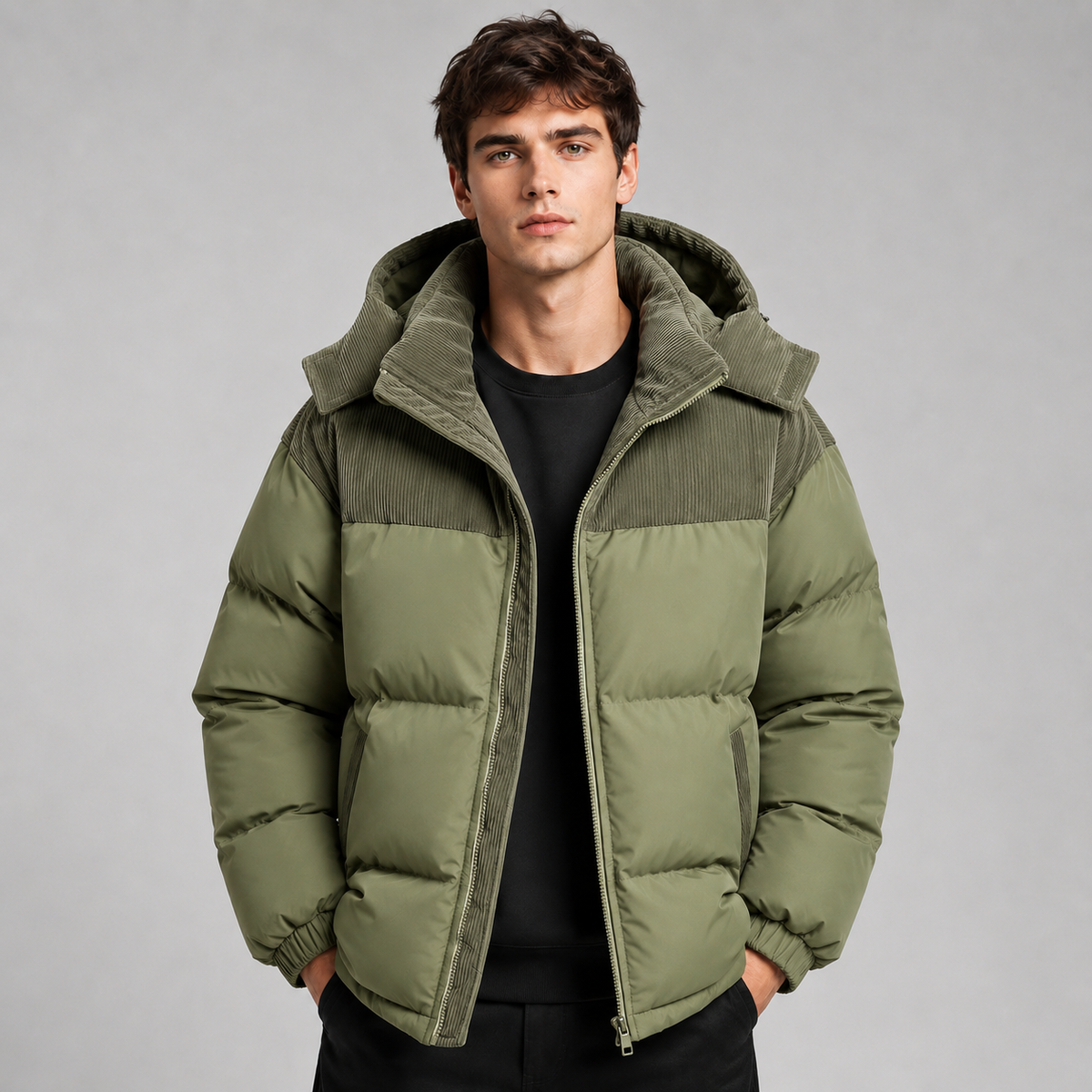Herren Oversize Steppjacke Mit Kapuze