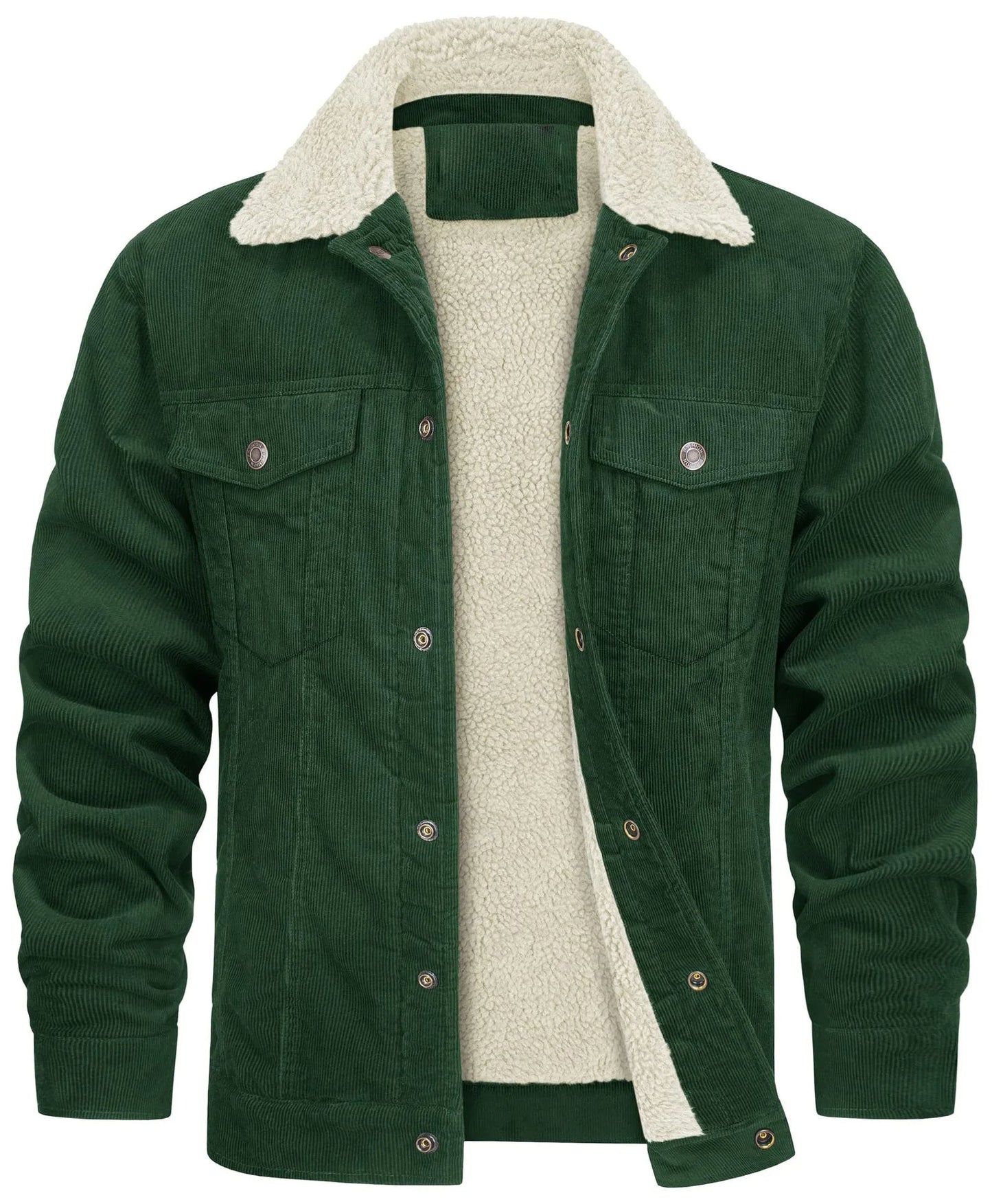 Gefütterte Cordjacke für Herren mit Sherpa-Kragen