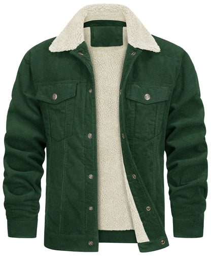 Gefütterte Cordjacke für Herren mit Sherpa-Kragen