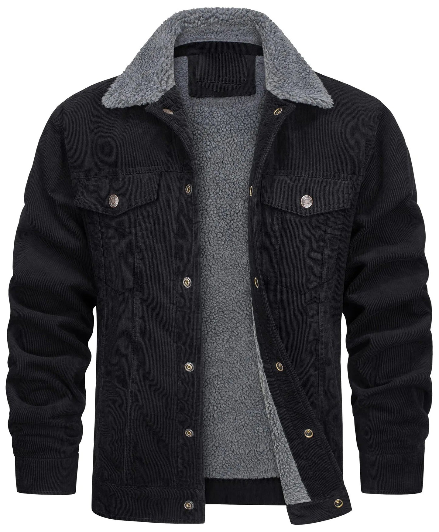 Gefütterte Cordjacke für Herren mit Sherpa-Kragen