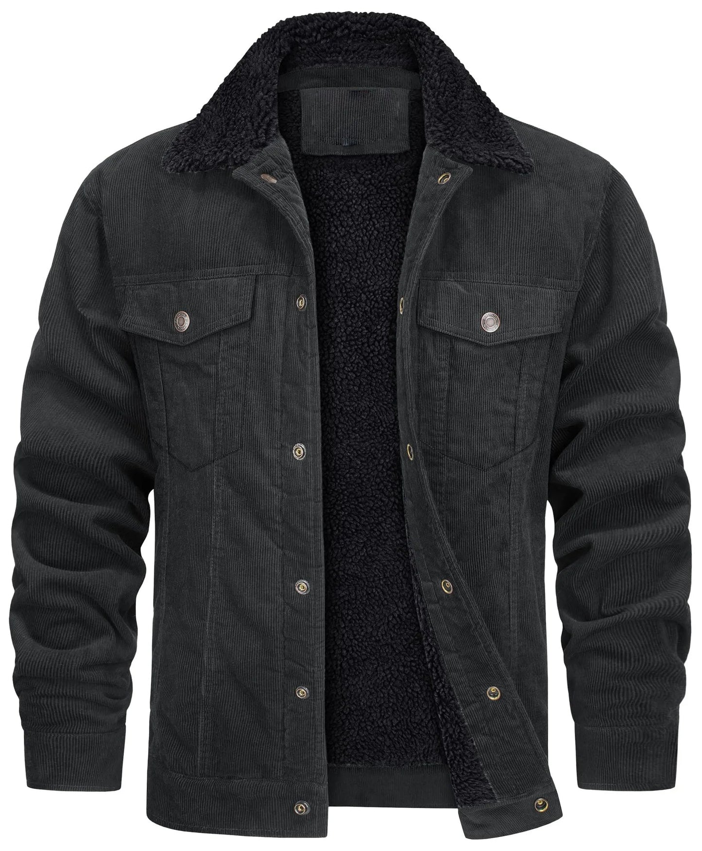 Gefütterte Cordjacke für Herren mit Sherpa-Kragen