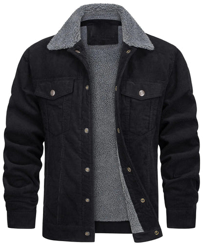Gefütterte Cordjacke für Herren mit Sherpa-Kragen