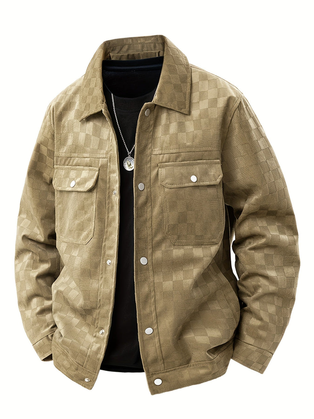Men's velour jacket with check pattern