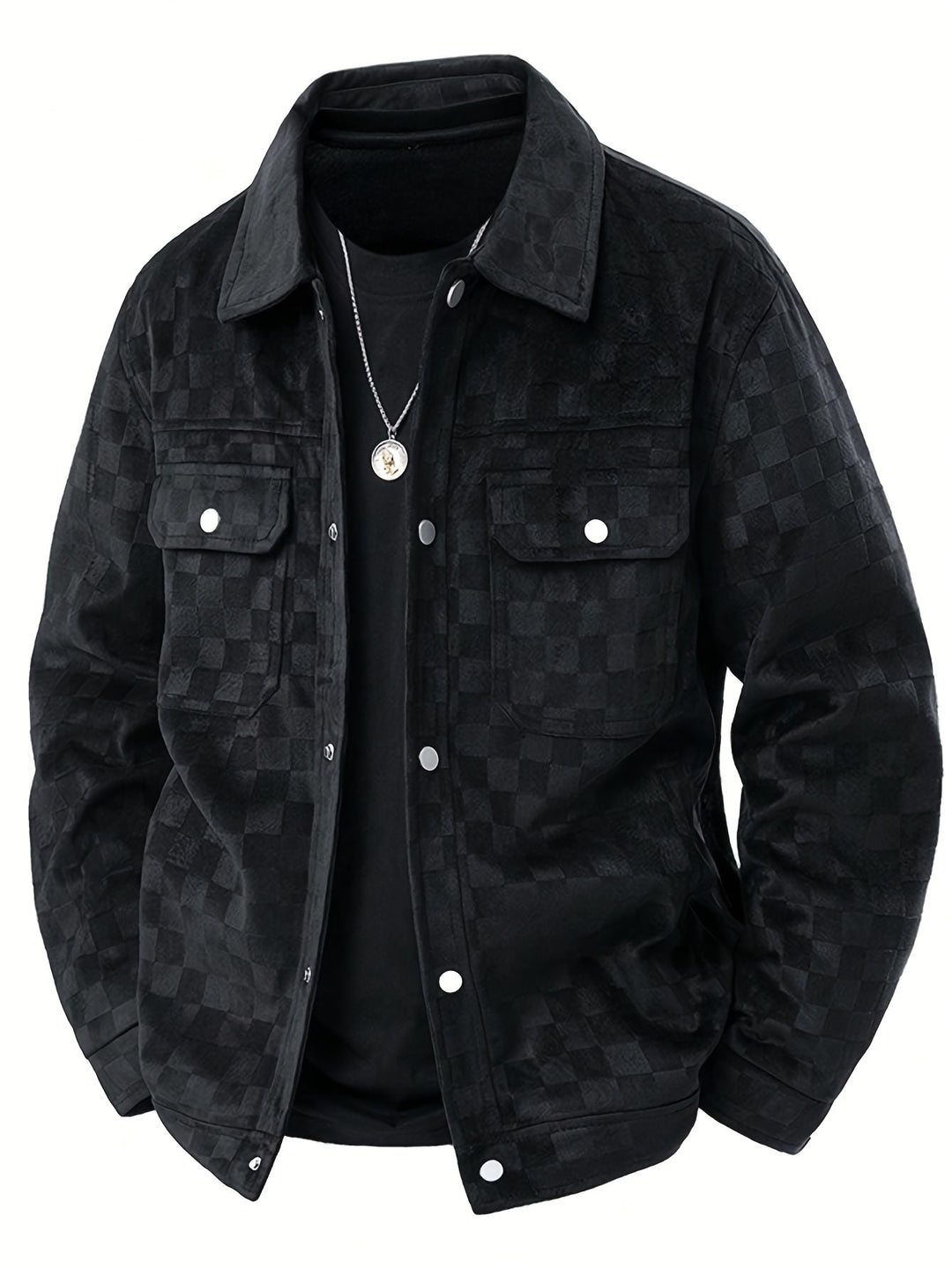 Men's velour jacket with check pattern