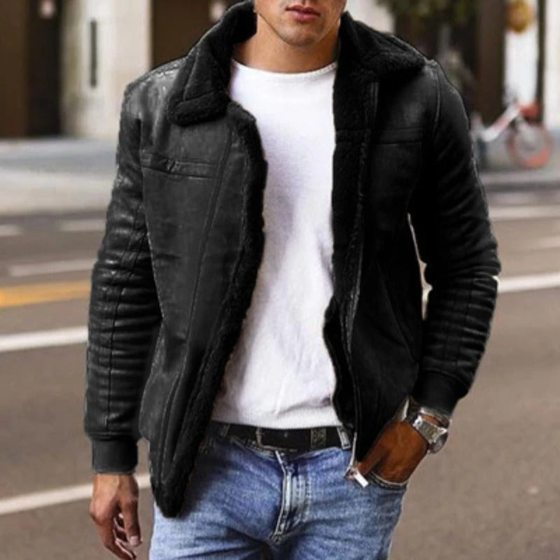 Men's winter jacket with faux fur lining and modern cut