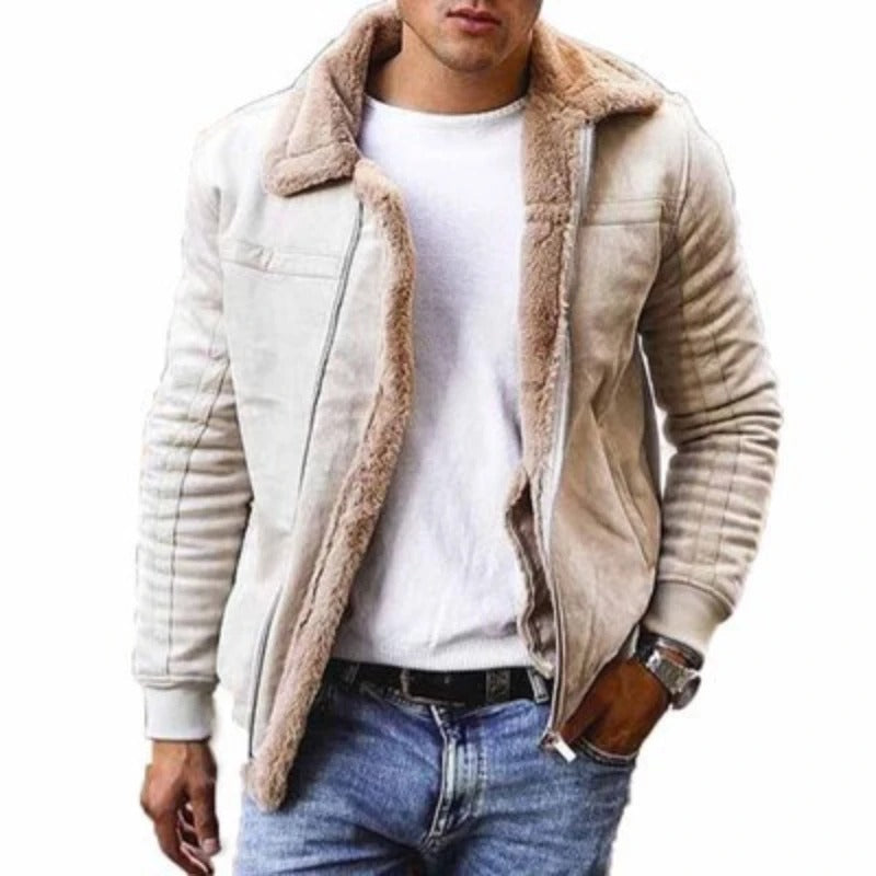 Men's winter jacket with faux fur lining and modern cut