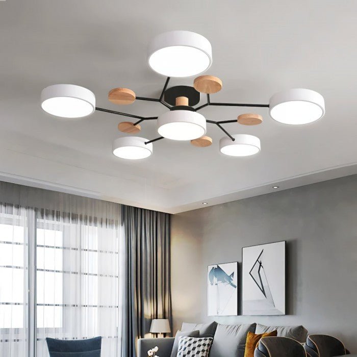Scandinavian LED ceiling lamp – branched design in matte white