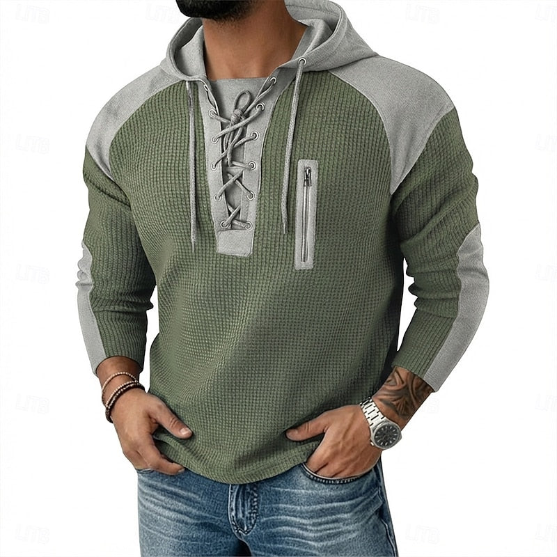 Herren-Kapuzenpullover mit markanter Waffelstruktur von vorne
