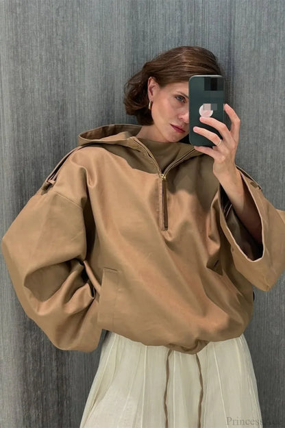 Hoodie-Jacke Mit Kapuze In Uni Regular Fit