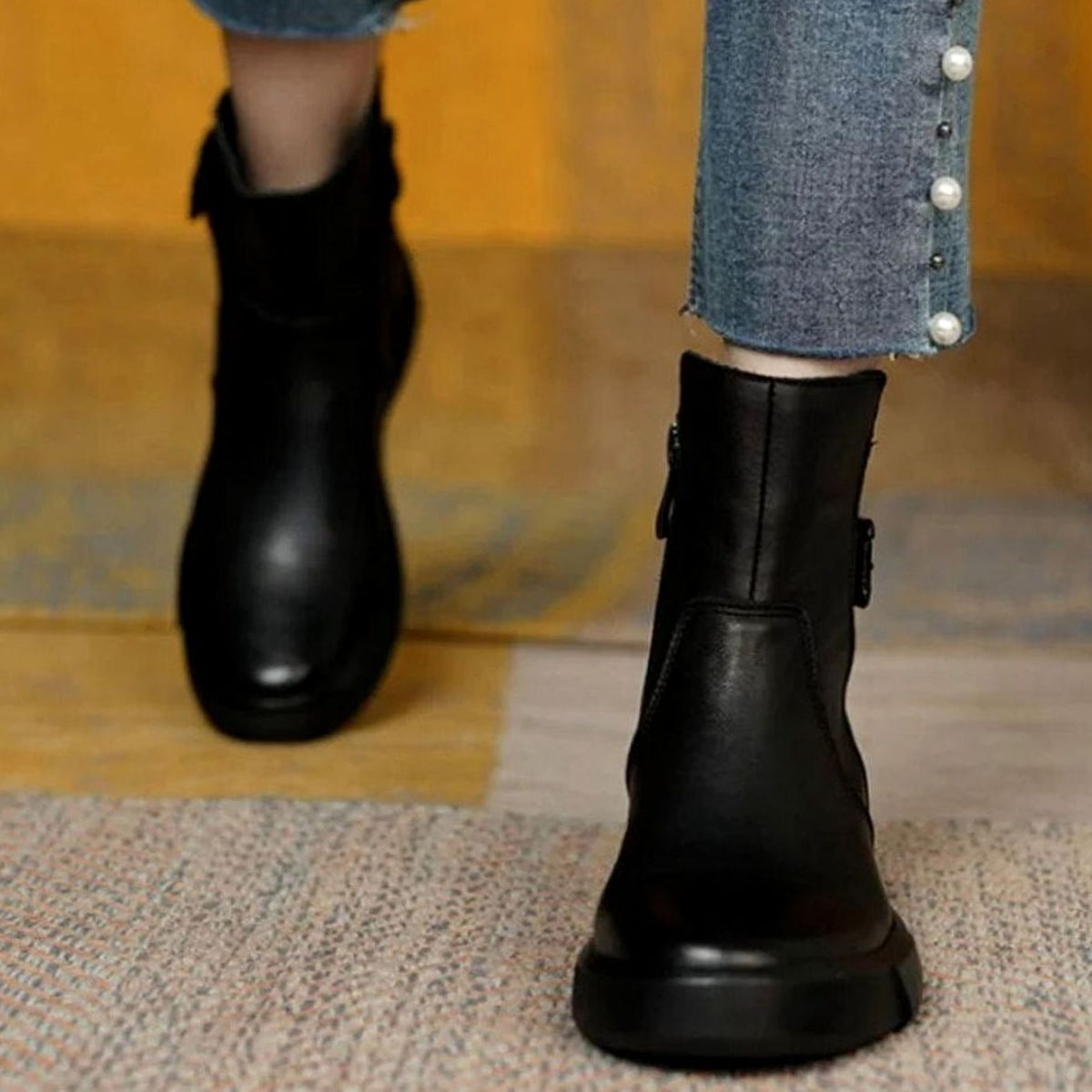 Lederne Damenstiefeletten mit Plateau für stilvolle Outfits
