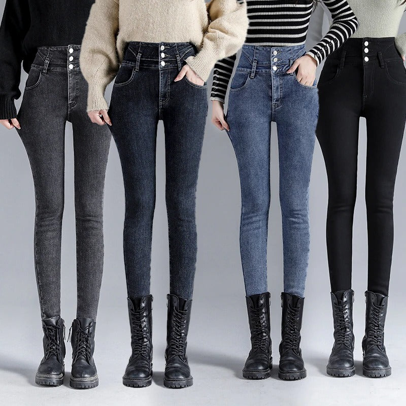 Women's Lined High-Waisted Winter Jeans